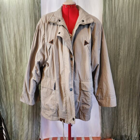 MULBERRY STREET Beige‎ Men's Raincoat Windbreaker Mid Length Jacket Size M - Picture 1 of 6